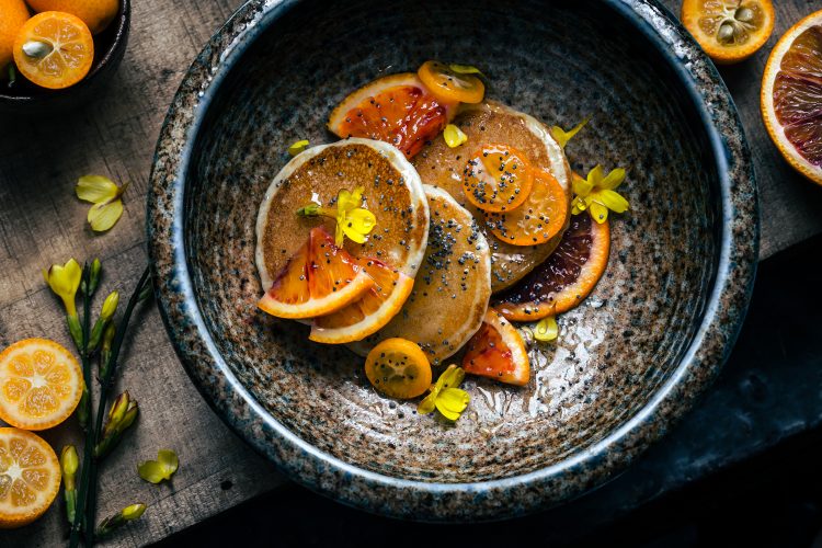 pancake all'arancia e kumquat